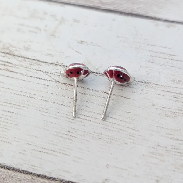 Vintage Stud Earrings Small & Dainty Ladybird/Ladybug - Image 4