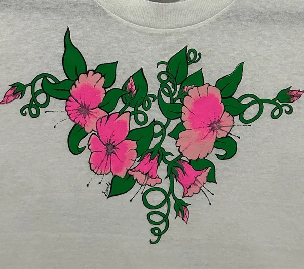 Vintage 80s Single Stitch Floral Vine Graphic Shirt - Image 4
