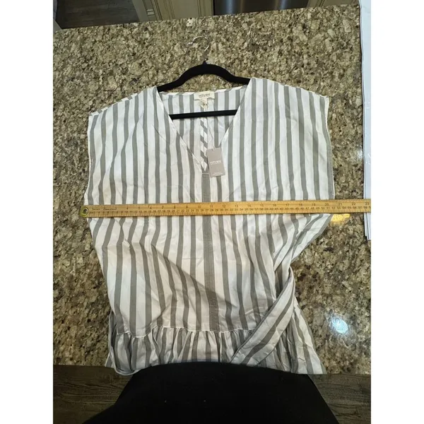 Haven Well Within Organic Cotton Poplin Stripe Tiered‎ Midi Dress Size Large - Image 11