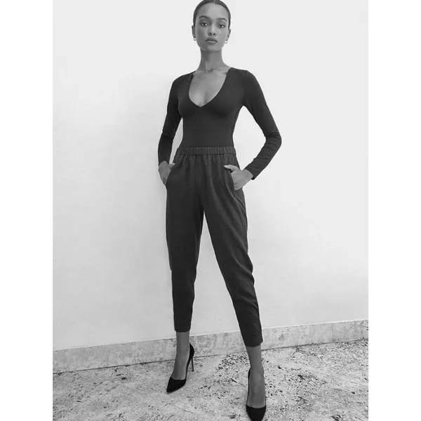 Aritzia Elastic Waist Tapered Trousers / Pants XS - Black - Image 2