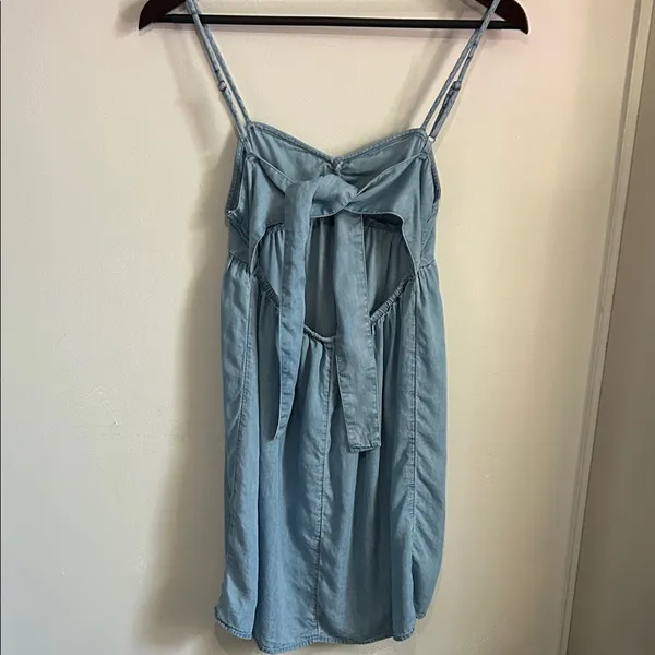 SO Light Blue Chambray Denim Babydoll Mini Sundress Tunic Tank - Image 10