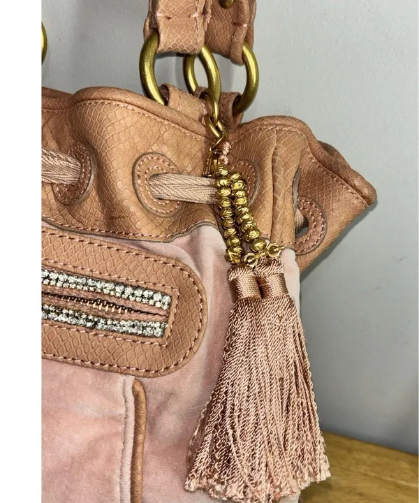 Juicy Couture Embellished Pink Velour Daydreamer Shoulder Bag Purse Vintage Y2K - Image 3