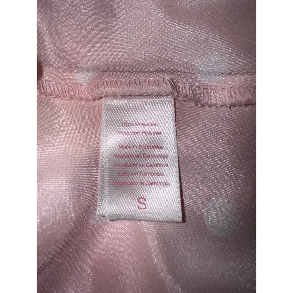 Oscar de la Renta Pink Label Polka Dot Satin‎ Ruffle V-Neck Y2K Top Pink Medium - Image 6