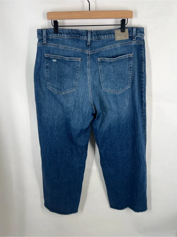 AG Saige Wide Leg Crop Watermist Paneled Jeans Size 33 - Image 6