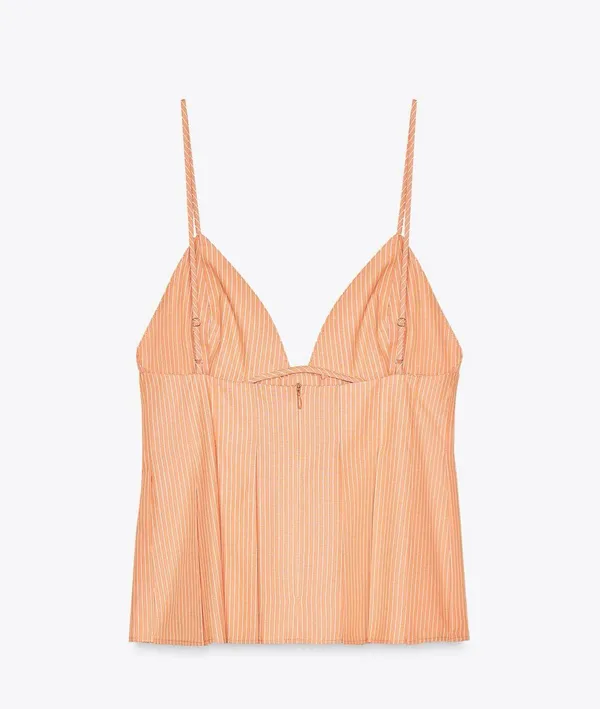 Zara Orange Striped Peplum Top - Image 3