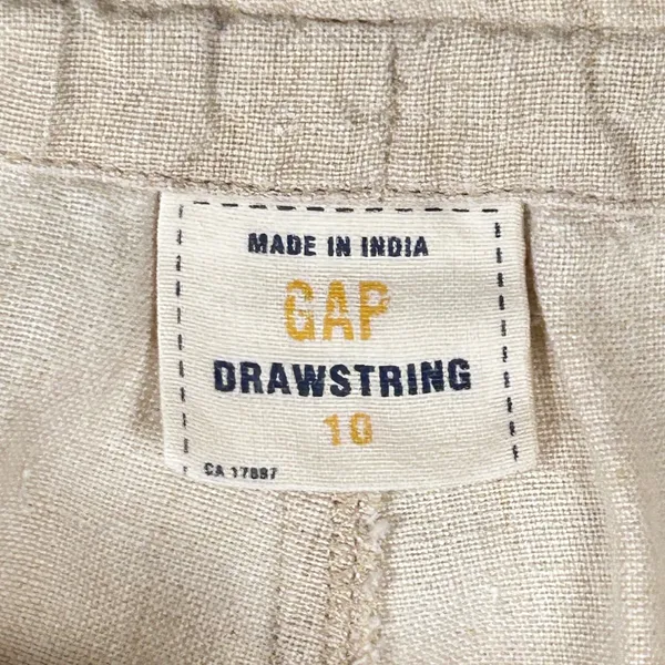 VTG GAP 100% Linen Pants Women's Wide Leg Drawstring Trousers Beige Tan Size 10‎ - Image 6