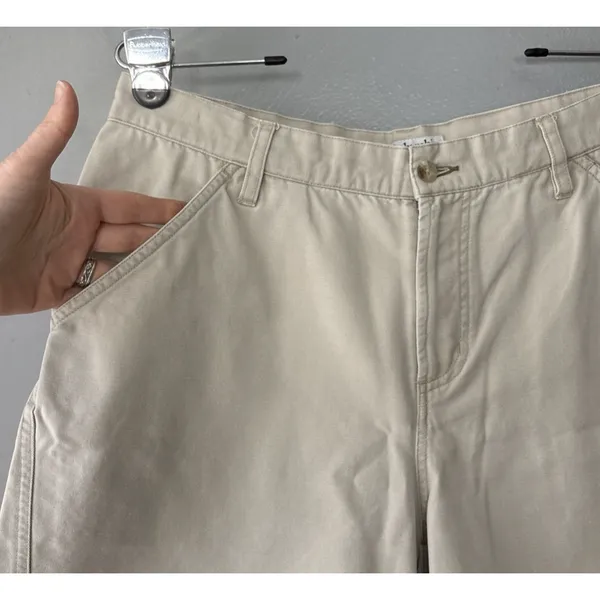 Columbia Canvas Shorts Womens Size 12 Khaki Hiking Gorpcore Minimalist Outdoors - Image 2