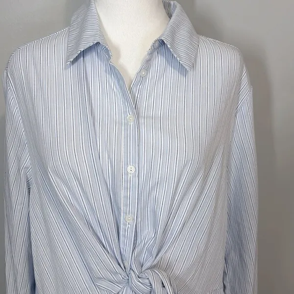 ASTR the Label striped poplin‎ wrap button down shirt tunic size XL BIN L - Image 2