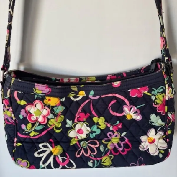 Vera Bradley Purse Shoulder Bag Retired Java Blue Cottagecore Floral Boho Whimsy - Image 2