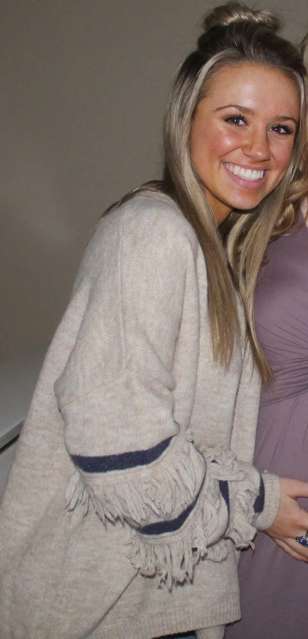 Tan Sweater With Ruffled Sleeves - Image 2