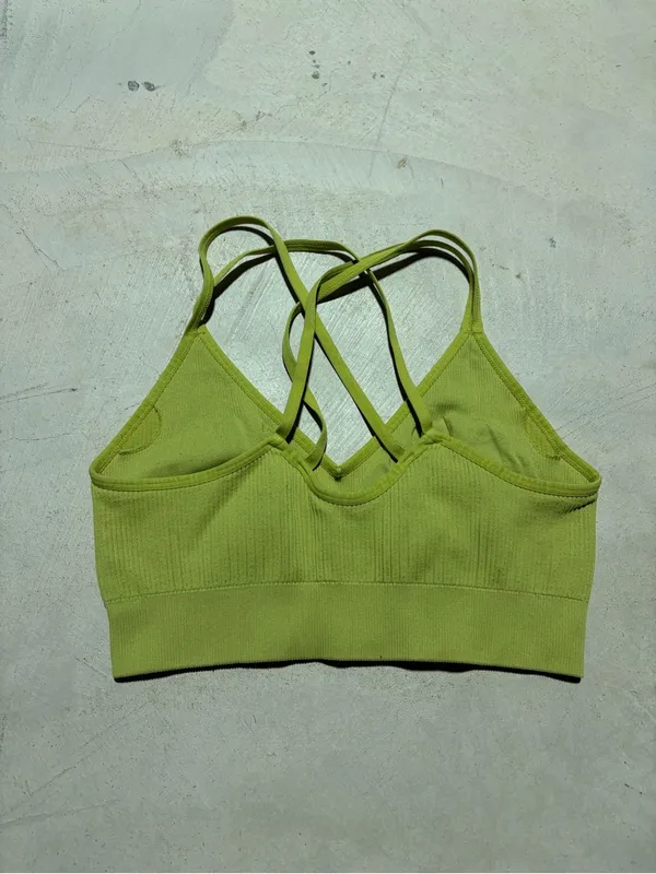 Aerie Green ribbed Strappy Bralette medium - Image 3