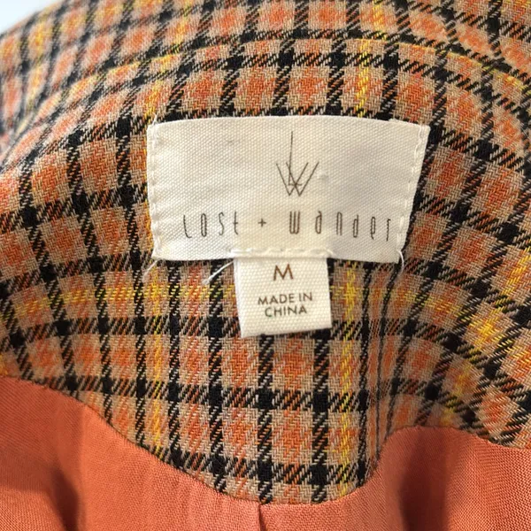 Anthropologie Lost + Wander orange & yellow plaid trench coat - Image 12
