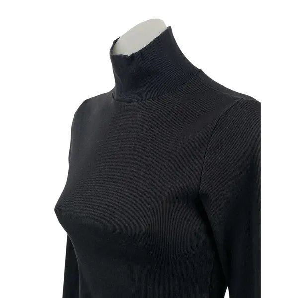 Reformation Davy Women's Black Turtleneck Long Sleeve Knit Crop Top Size M - Image 3