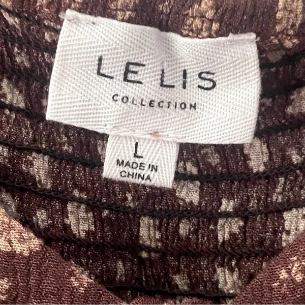 LE LIS Peasant Top Blouse Size L Brown Dark Floral Crop Boho Cottage Milkmaid - Image 4