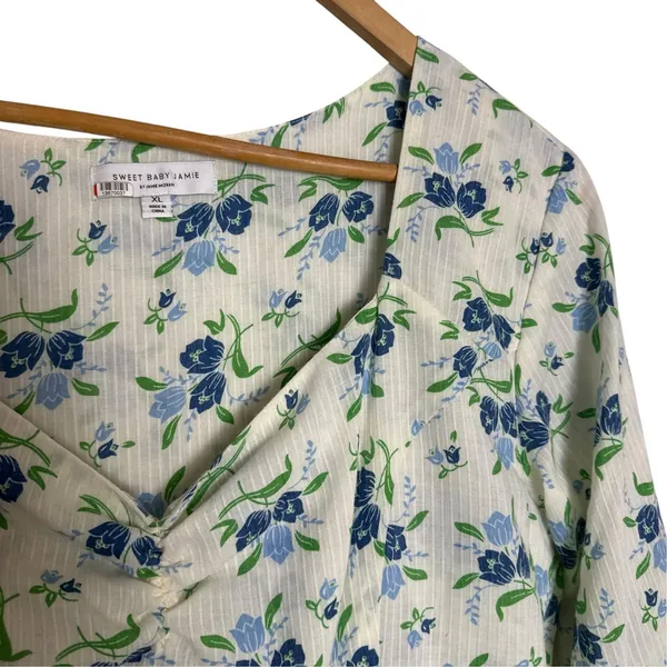 Sweet Baby Jamie Ivory Floral Print Tiered 3/4 Sleeve Midi Dress Size XL - Image 8