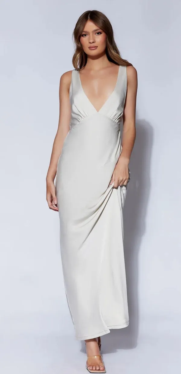 Meshki Maxi Satin Dress With Cowl Back-Nadia - Image 5