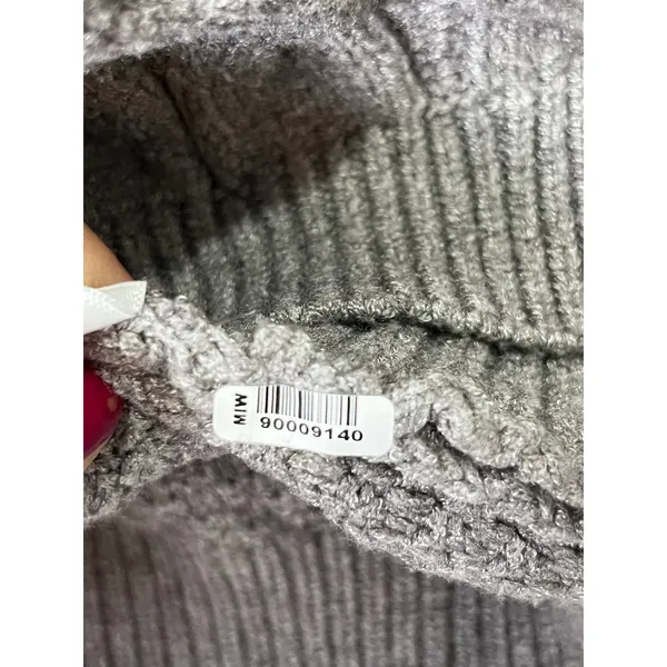 Anthropologie Cable Knit Mock Neck Balloon Sleeve Cropped Sweater Gray Size S - Image 8