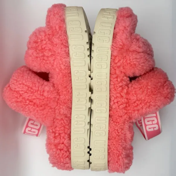 LIKE NEW UGG Women's Oh Fluffita Platform Slippers‎ Pink Fuzzy Size 6 - Image 7