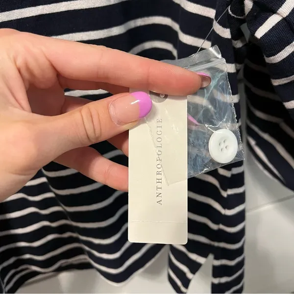 Maeve By Anthropologie Navy Blue & White Stripe Top NWT - Image 6