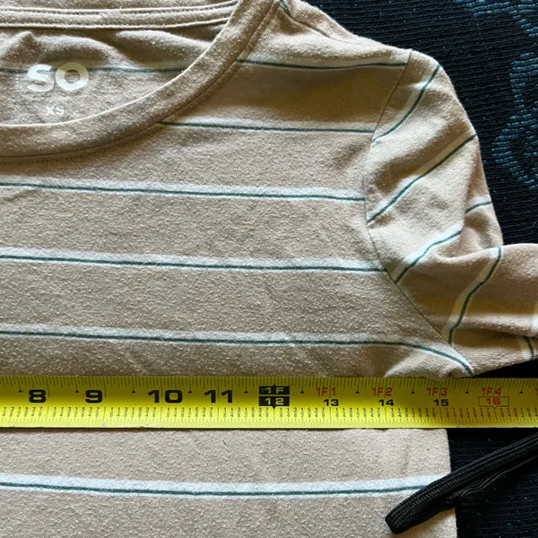 SO Women's Tan Striped Long Sleeve Top SZ XS Summer Casual T Shirt Cute + Petite - Image 10