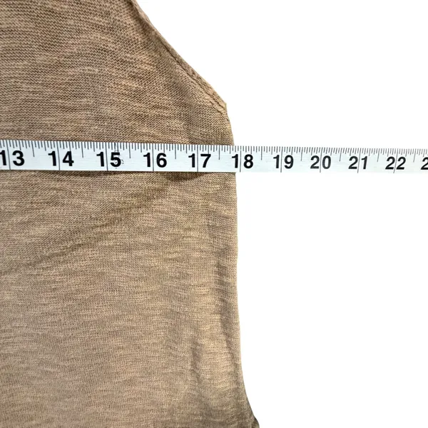 Zara Knit Peplum Camisole Top Women M Tan‎ Fringe Hem Spaghetti Strap Boho Chic - Image 9