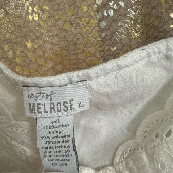 West of Melrose White Eyelet Lace‎ Up Corset Top XL NWT - Image 5