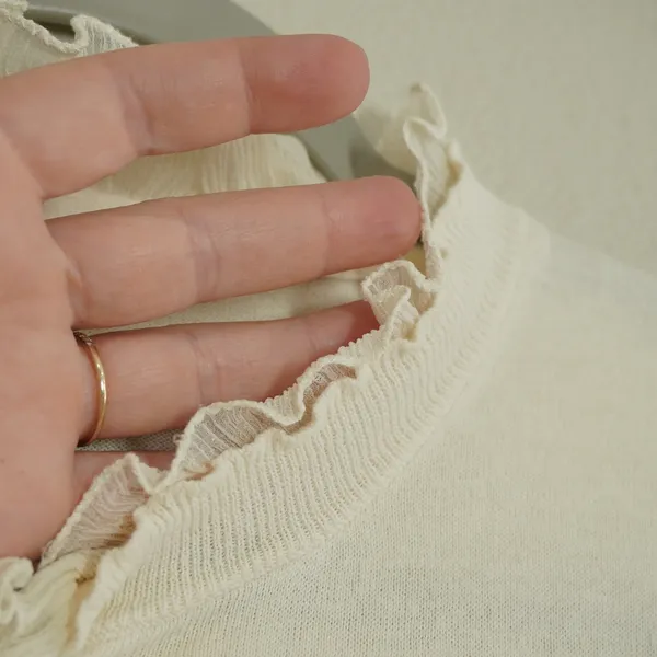 J. Crew Cream Ruffle Neck Cotton Cardigan Sweater Ivory Delicate Balletcore Soft - Image 4