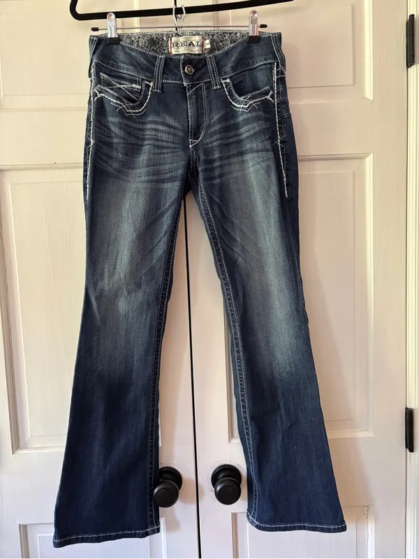 Ariat REAL Women’s Bootcut Jeans Size 29S Dark Wash Stretch Denim Western Flare - Image 3