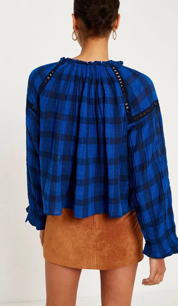 Free People Honey Grove Blue Checked Top - Image 7
