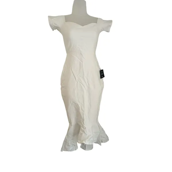 Lulu's How Much I Care Ivory Off Shoulder Mermaid Midi Dress - Image 2