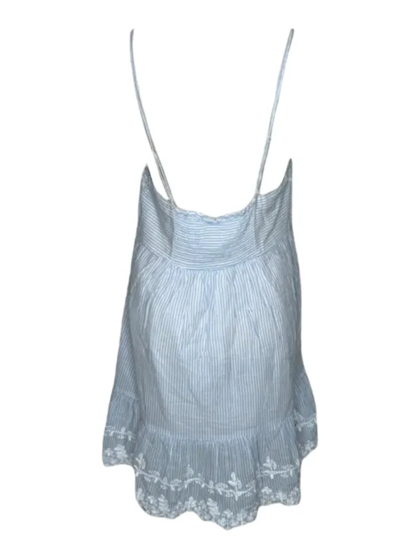 Joie ミ Floral Embroidery Lace Spaghetti Strap Sundress ミ Blue White Stripe ミ S - Image 4