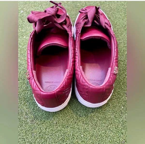 Tory Burch Marion Quilted Red Agate Leather Trainers Sneakers Size US 8.5 - Image 7