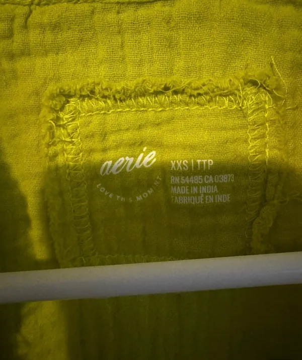 Aerie textured gauze button-down shirt features a relaxed oversized - Image 3