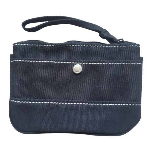 Lands’ End Canvas Pouch‎ Makeup Toiletry Bag Kit Black Embroidered Earth 6"x4" - Image 5