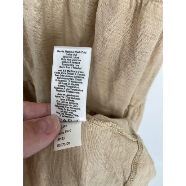 Nation Ltd Barrett 90s‎ Beige Tiered Smocked Midi Dress Size Large Boho Neutral - Image 5