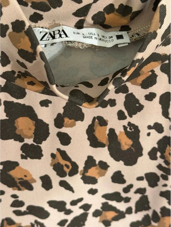 ZARA animal print mock neck bodysuit size Large - Image 3