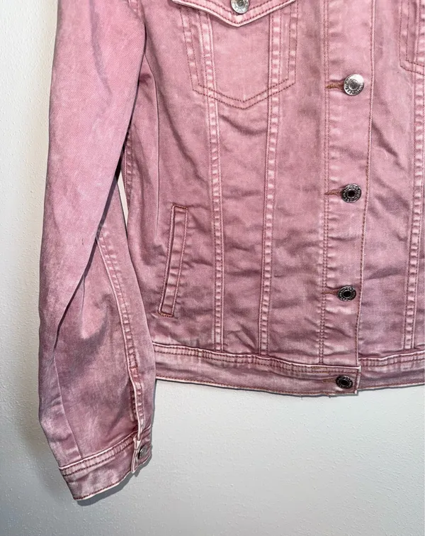 Maurices Blush Pink Denim Jacket Collared Button Front - Image 5