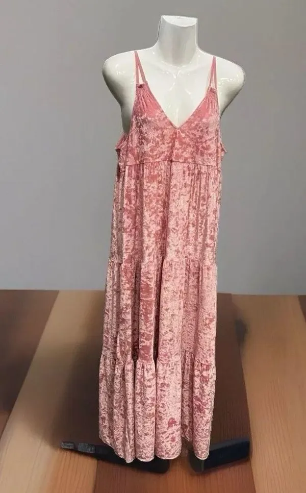 Aerie Velvet Dress Womens Size Medium Midi Tiered Babydoll Cottagecore Boho - Image 4