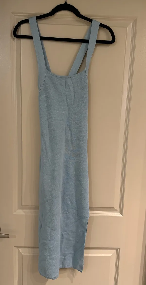 Abercrombie and Fitch Sleeveless Square Neck Knit Midi Dress in Blue - Image 2