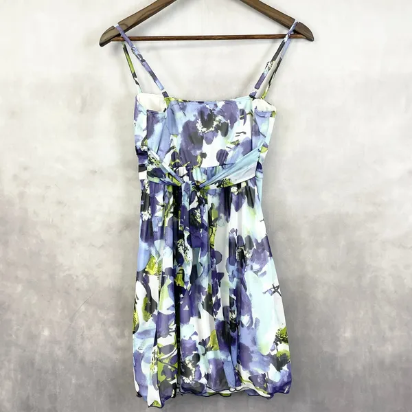 Y2K Floral Mini Dress Womens XS Empire Waist Watercolor HoCo Party Fairy Whimsy‎ - Image 5