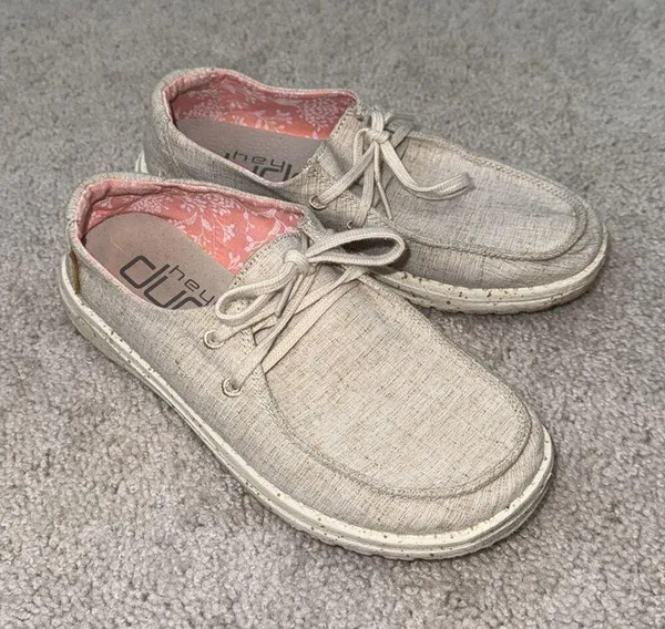 Hey Dude Wendy Chambray White Nut Slip On Shoe Sz Women's 6 - Image 8