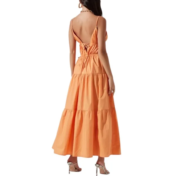 ASTR Women’s Orange Cassie V-Neck Tiered Maxi Dress - Image 2