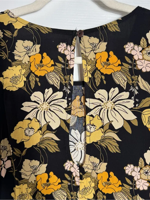 Natural Life Floral‎ Maxi Dress Black Yellow Sleeveless Pockets L/XL - Image 8