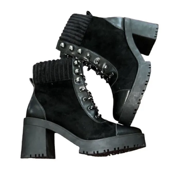 Chelsea & Violet Black Leather Suede Boots(Size 10M) - Image 4