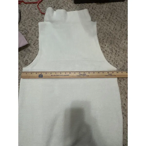 Free People M Isla Ottoman‎ Sweater Slouchy Sleeveless Ivory Tunic Turtleneck - Image 10