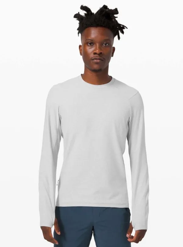 Lululemon Surge Warm Long Sleeve Heathered Sea Salt XL - Image 4