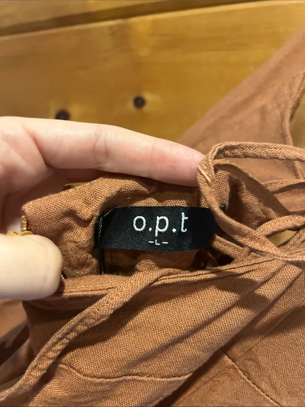 O.P.T. Linen blend terracotta strappy midi dress - Image 5