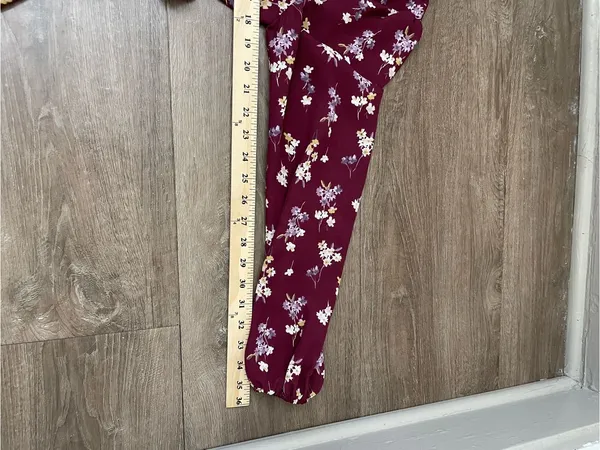 Mi Ami Long Sleeve Floral Mini Dress Size M Maroon Surplice Tie Waist Boho Chic - Image 15