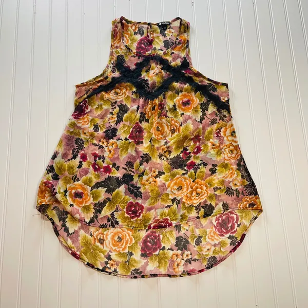 Lily White Womens Floral Lace Accent Sleeveless Tank Top‎ Fall Autumn Large - Image 2