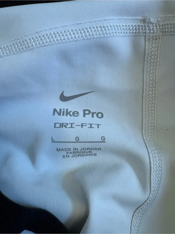 Nike Pro White Women's Compression Bike Shorts with Black Branded Waistband - Image 3